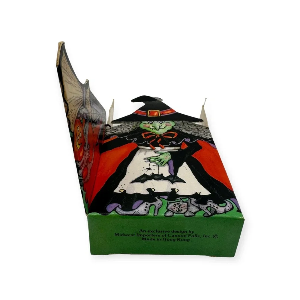 2 VTG 80s Midwest Imports of Cannon Falls Halloween Paper Witch Boxes Die Cut‎